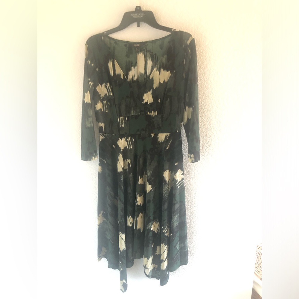 Green/black/tan Vera Wang dress, size Small